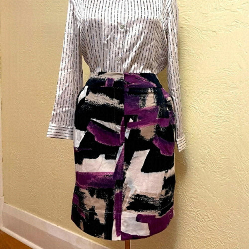 MAX MARA weekend line cotton purple geometric patterned midi skirt